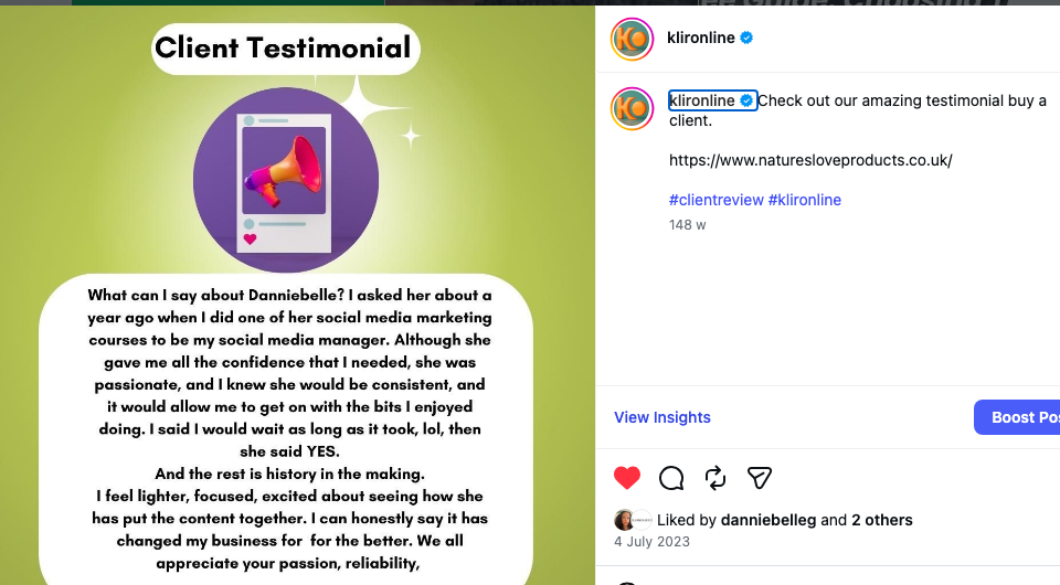social media management for small businesses client case study